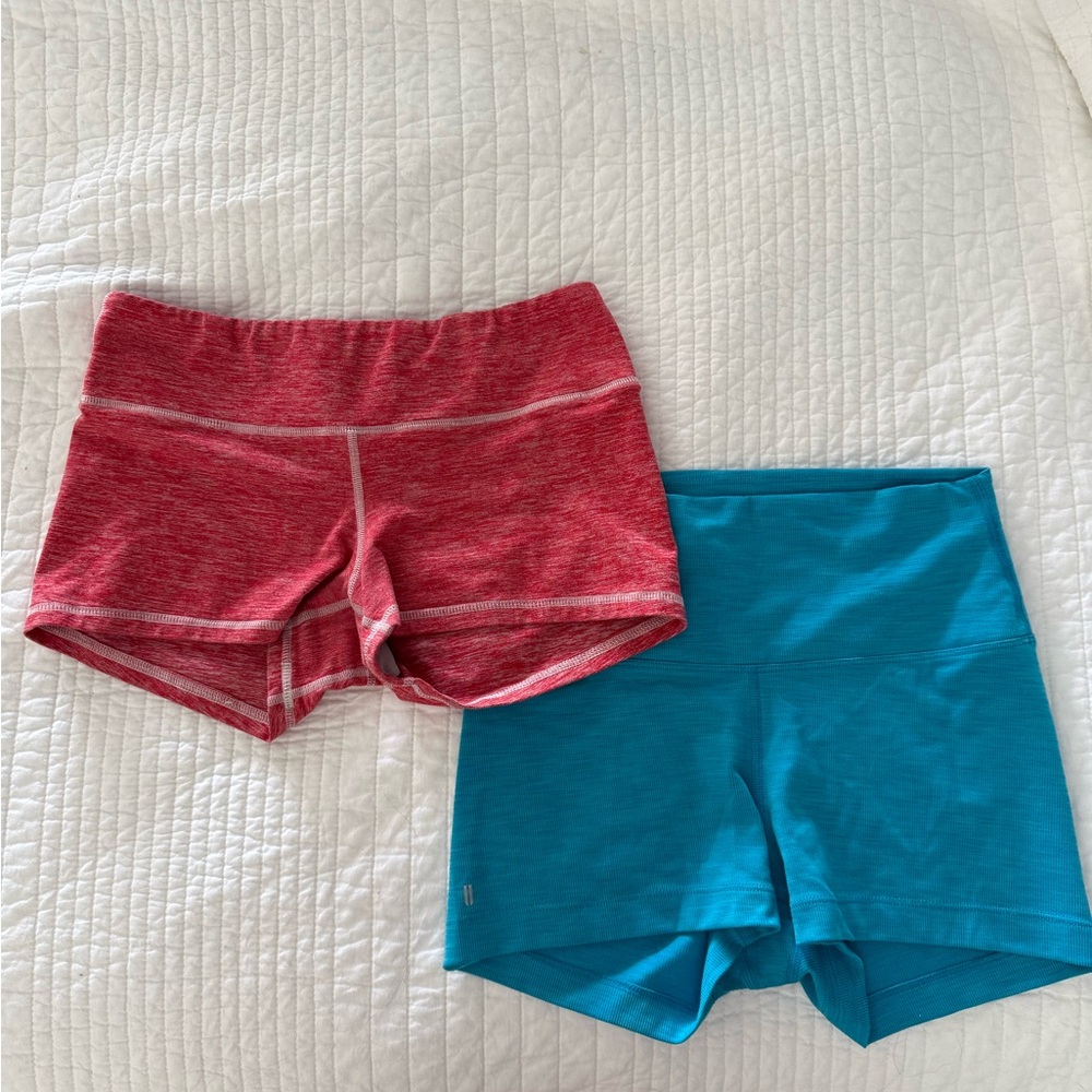 Red Heathered & Teal Athletic Shorts Duo